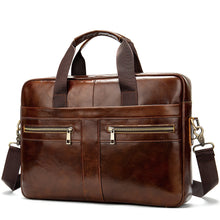 Load image into Gallery viewer, Men's Cowhide Luxury Genuine Leather Briefcase for 15.4" Laptops