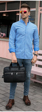 Load image into Gallery viewer, Men's Cowhide Luxury Genuine Leather Briefcase for 15.4" Laptops