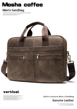 Load image into Gallery viewer, Men's Cowhide Luxury Genuine Leather Briefcase for 15.4" Laptops