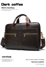 Load image into Gallery viewer, Men's Cowhide Luxury Genuine Leather Briefcase for 15.4" Laptops