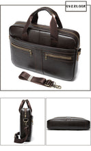 Load image into Gallery viewer, Men's Cowhide Luxury Genuine Leather Briefcase for 15.4" Laptops