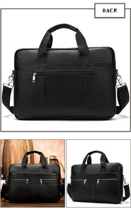 Men's Cowhide Luxury Genuine Leather Briefcase for 15.4" Laptops