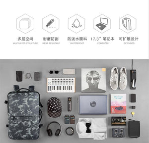 Men's Waterproof Anti-Theft Camouflage Travel Bag for 17.6" Laptops