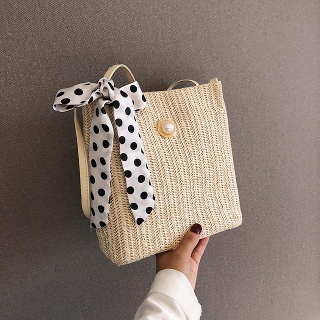 Women's Straw Knitted Shoulder & Beach Bag