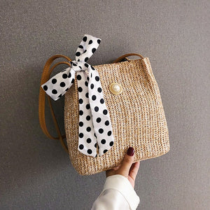 Women's Straw Knitted Shoulder & Beach Bag